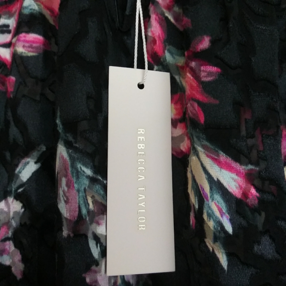 NWT Sz 0 Rebecca Taylor Silk Velvet Floral Top - Picture 5 of 11